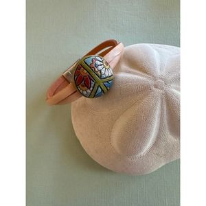 Bracelet with Peace Sign Bead on Double Leather Band with Magnetic Clasp